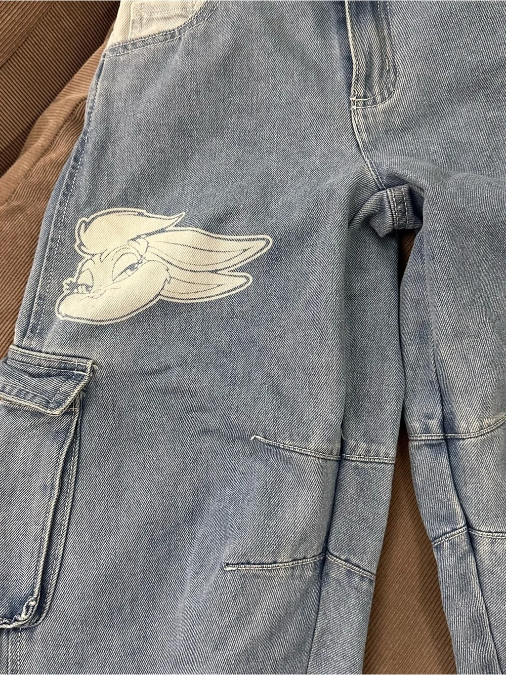 Looney Tunes Justice Girl's Barrel Denim Blue Jeans Size 10 Bugs Bunny Tweety